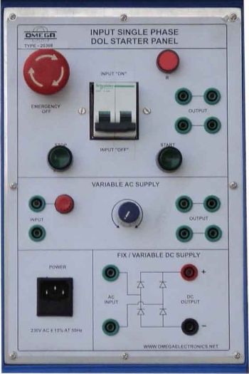 Input Single Phase DOL Starter Panel AC DC Fix / Variable Supply