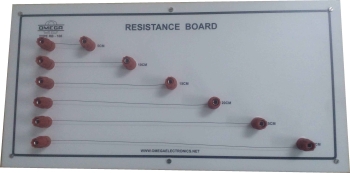 Set of resistance wires mounted on a board with terminals