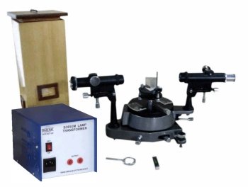 Refractive indices µ0 and µe of calcite for the ordinary and extra ordinary rays using spectrometer and sodium light (C.R.)