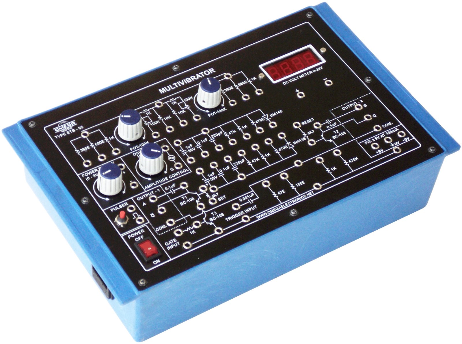 Multivibrators  with power supply and 1 meters